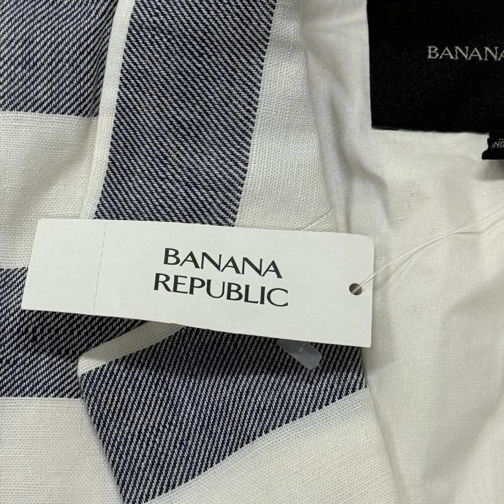 Banana‎ Republic Blazer Womens Sz 4 Gray Stripe NWT Linen Blend Career Work